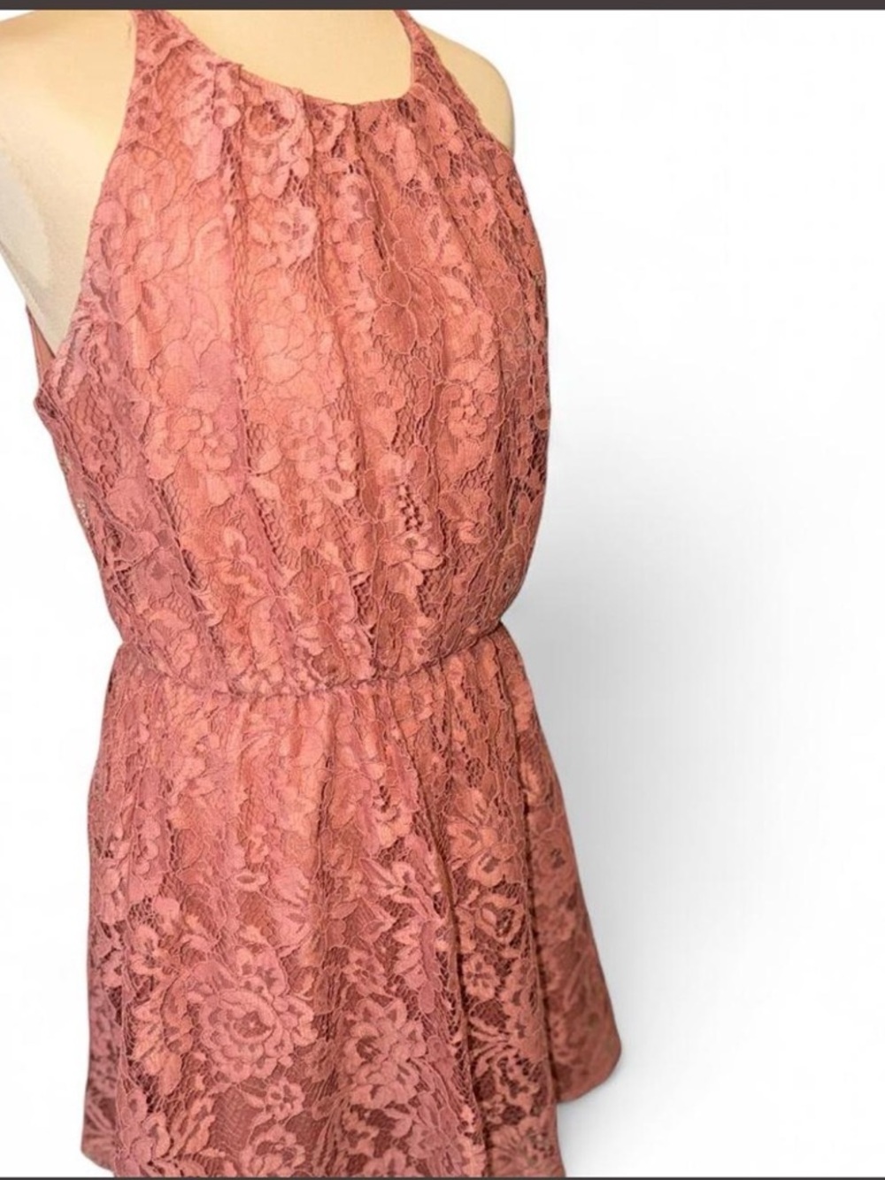 Maurices Lace Halter Midi Dress in Dusty Rose
